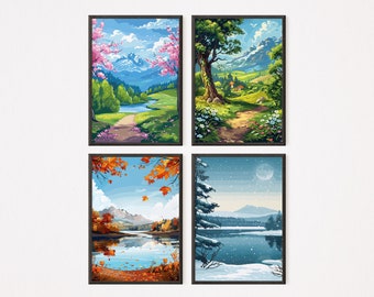The Four Season - Set of 4 | Vector Art 1 | Home Decor | Spring ...