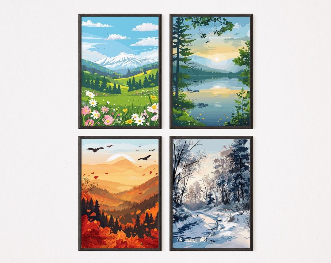 The Four Season - Set of 4 | Vector Art 11 | Home Decor | Spring ...