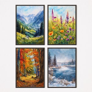 The Ethernal – Vier Jahreszeiten – Aquarelldrucke | 4er-Set | Jahreszeiten drucken | Fine-Art-Drucke | Sofortiger Download | Wohndekoration | Naturkunst