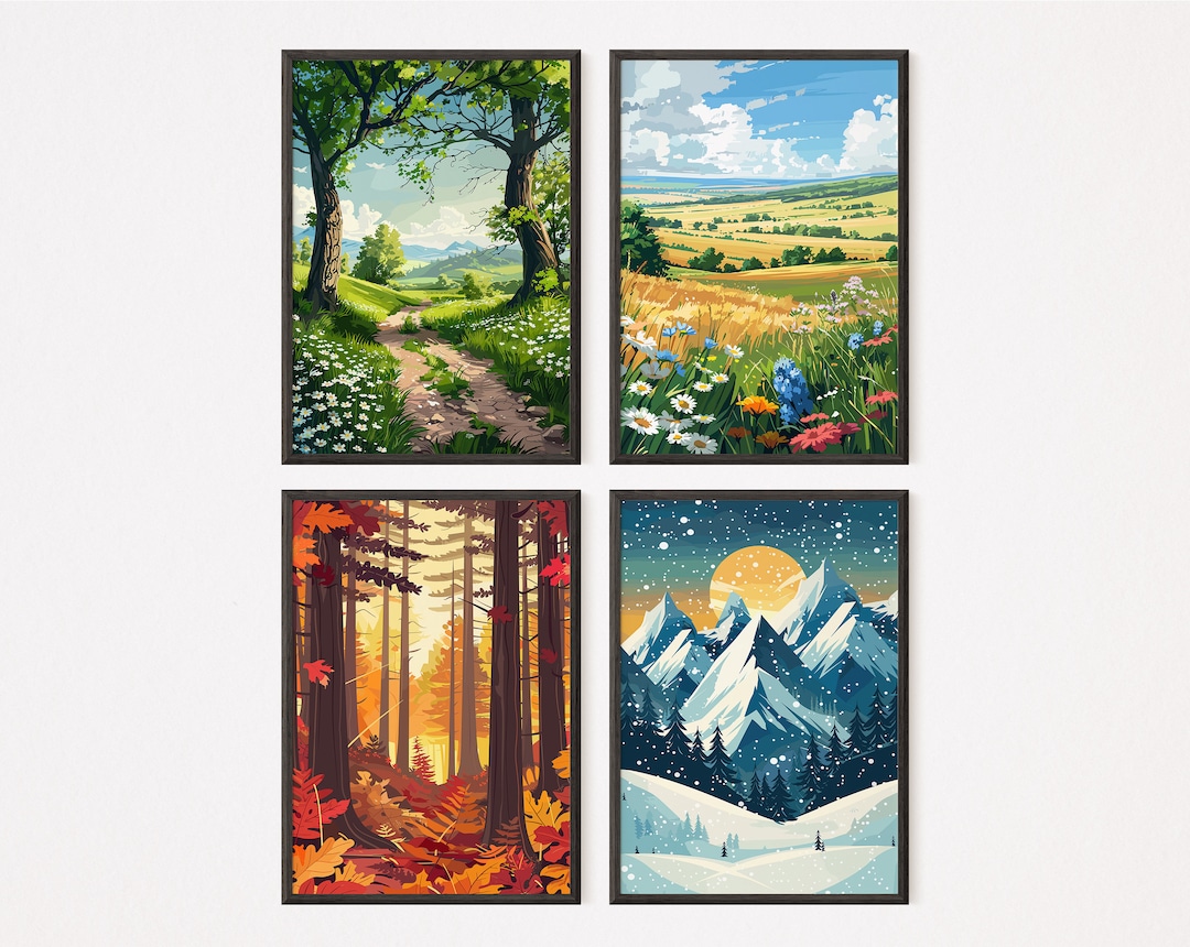The Four Season - Set of 4 | Vector Art 6 | Home Decor | Spring ...