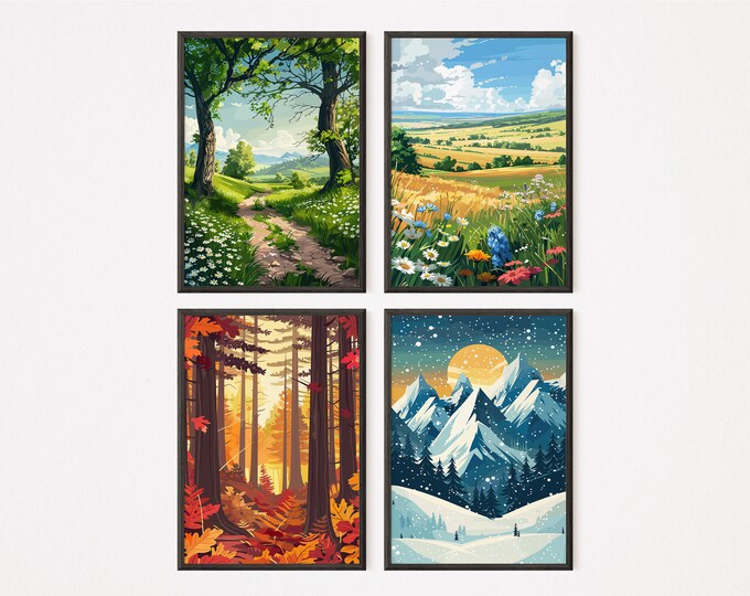 The Four Season - Set of 4 | Vector Art 2 | Home Decor | Spring ...