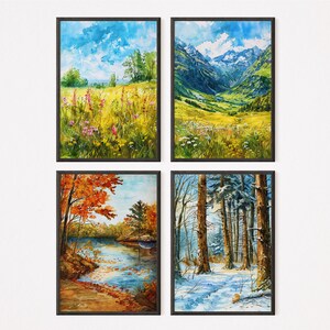 The Whisper - Four Seasons - Watercolor Prints | Set of 4 | Seasons print | Fine Art prints | Instant Download | Home Decor | Nature Art