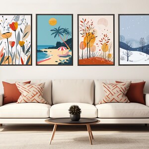 Minimalistic of the Four Seasons - Set of 4 Art | Home Decor | Spring ...