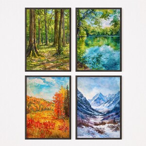 The Serenity - Four Seasons - Watercolor Prints | Set of 4 |  Seasons print | Fine Art prints | Instant Download | Home Decor | Nature Art