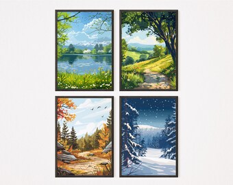 The Four Season - Set of 4 | Vector Art 2 | Home Decor | Spring ...