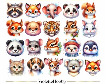 Animal Clipart PNG Bundle, Nursery & Classroom Graphics (Digital Download)