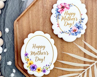 Mother's Day Floral Frame Clipart: Watercolor Flower Wreath (PNG, Digital Download)