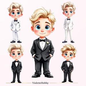 Bräutigam Clipart PNG | 25 niedliche Hochzeits-Bräutigam-Illustrationen | Digitaler Download | Schwarz-Weiß-Anzug Bräutigam | Hochzeit Clip Art für Einladungen