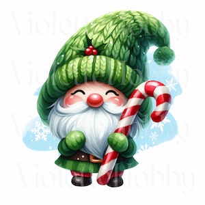 12 Days of Christmas Gnome Advent PNG-clipartset, digitale download, vakantiekabouters met geschenken en sneeuwvlokken, schattige kerstkabouter-illustraties