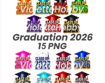 15 PNG Graduation 2026 Clipart Bundle Class of 2026 Academic Cap ...