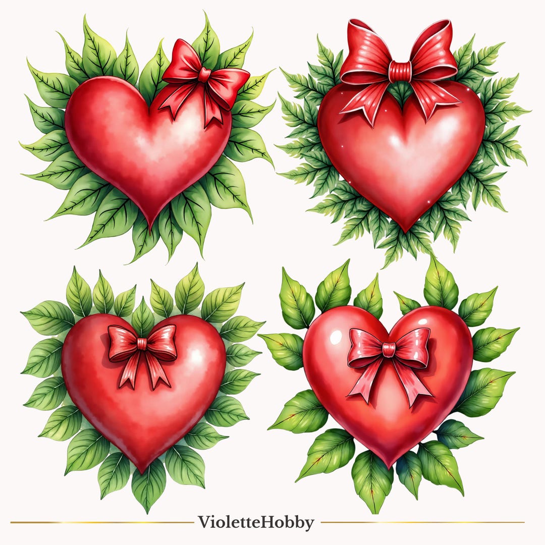 Valentine's Day Heart Clip Art - 15 PNG Romantic Love Graphics - Etsy