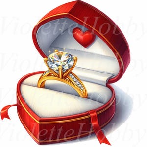 15 Imagens PNG/Download digital/Ilustração de joias/Arte de caixa de anel/Caixa em formato de coração/Designs de alianças de casamento/Arte digital/Inspiração para casamento/