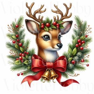 Entzückende Weihnachtshirsch PNG Bilder Digitaler Download - Weihnachtsdekoration und Bastelbedarf, kommerzielle Nutzung, 12 PNG