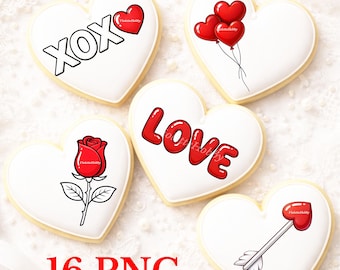 Valentine's Day Clipart: 16 Heart Illustrations (PNG Digital Download)
