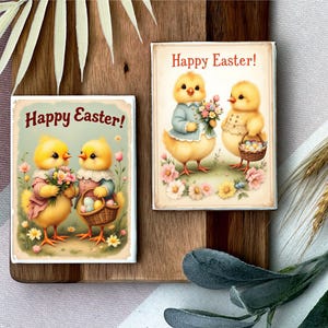 15 JPG | Vintage clipart met kuikens | Shabby Chic Lentevogels | Retro pastel afdrukbare kunst | Leuke paasillustratie voor knutselen en knutselen