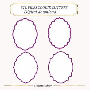 Elegant Oval Cookie Cutter Set: 3D Printed Frames (28 STL Files Digital Download