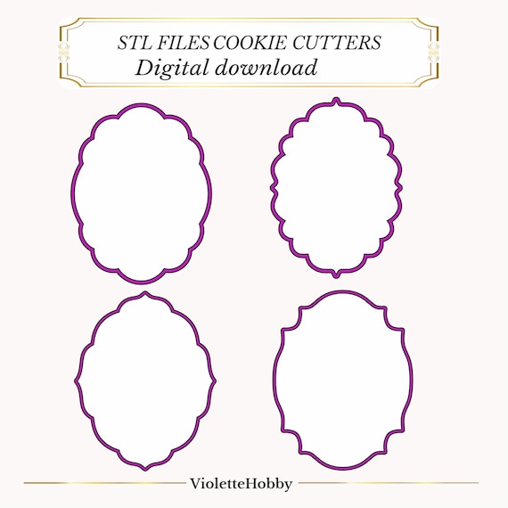 Elegant Oval Cookie Cutter Set: 3D Printed Frames (28 STL Files Digital Download