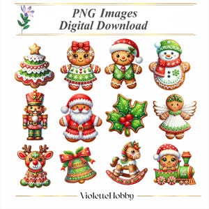 Gunghäst med pepparkakor Clipart: Jul Adventskalender PNG (digital nedladdning)