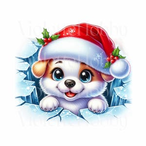 12 PNG| Christmas Advent Calendar Animal Set - 12 Festive Animals in Santa Hats PNG Images - Digital Download|Commercial use