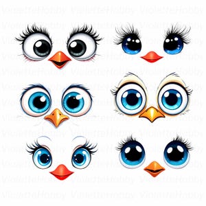 Niedliche Hasen- und Küken-Gesichter Clipart - 40 PNG-Dateien für den essbaren Druck, Dekorieren von Keksen, Cricut, Icing Sheets, Sublimation