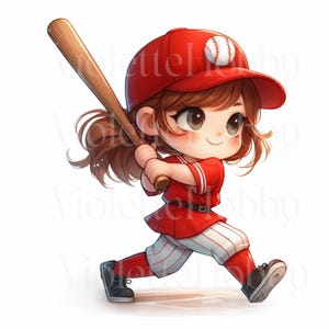 Imágenes prediseñadas de béisbol para descargar digitalmente, uniforme rojo, equipo deportivo, ilustración de jugador, ilustración deportiva, 15 PNG, uso comercial