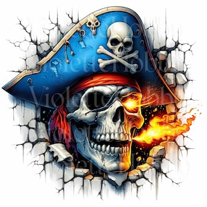 12 PNG| Pirate Skull and Flames Digital Graphics Pack - Halloween PNG Images - Instant Downloadl Commercial use