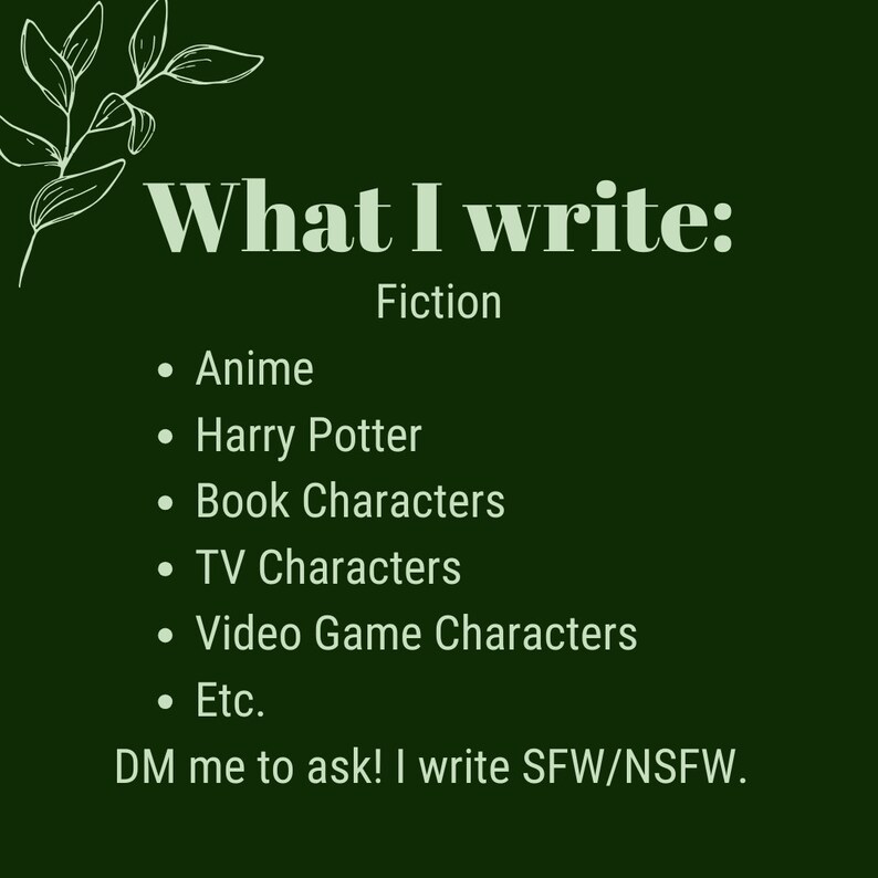 Custom Writing Commission: Fanfiction, Original Characters (Digital) image 2