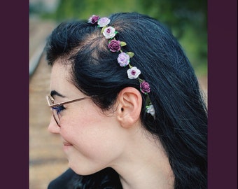Asexual Pride Flag Colors Rose Flower Crown, Asexual Pride Floral Headband, Asexual Pride Flower Headband, Modeled by Ella