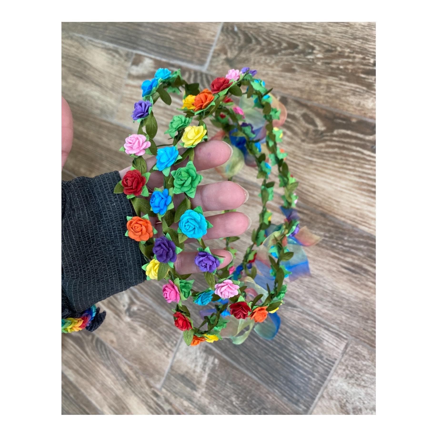 Rainbow Gay Pride Flower Crown, Rainbow Flower Crown, LGBTQ Flower Crown, Rainbow Floral Crown, Rainbow Floral Headband, Modeled by Kayla