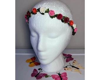 Lesbian Pride Flag Colors Flower Crown, Lesbian Flower Crown, Lesbian Floral Crown, Lesbian Floral Headband, LGBTQ Flower Crown
