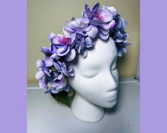 Lavender Floral Head Wreath, Lavender Flower Crown, Lavender Floral Crown, Pastel Purple Flower Crown, Purple Bridal Flower Crown