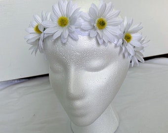 Daisy Floral Headband, Daisy Flower Headband, Daisy Flower Crown, White Floral Headband, White Flower Crown, White Floral Crown