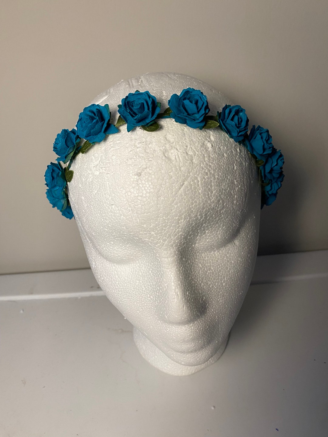 Dainty Blue Rose Flower Crown, Blue Flower Crown, Blue Floral Crown ...