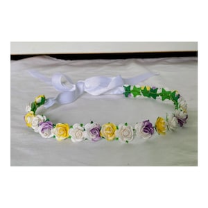 Nonbinary Pride Flag Colors Rose Flower Crown, Nonbinary Pride Rose Floral Headband, LGBTQ+ Pride Flower Crown