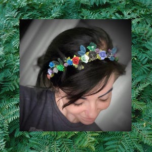 Dark Woodland Fairy Flower Crown, Woodland Flower Crown, Dark Flower Crown, Floral Head Wreath, Woofland Flower Circlet