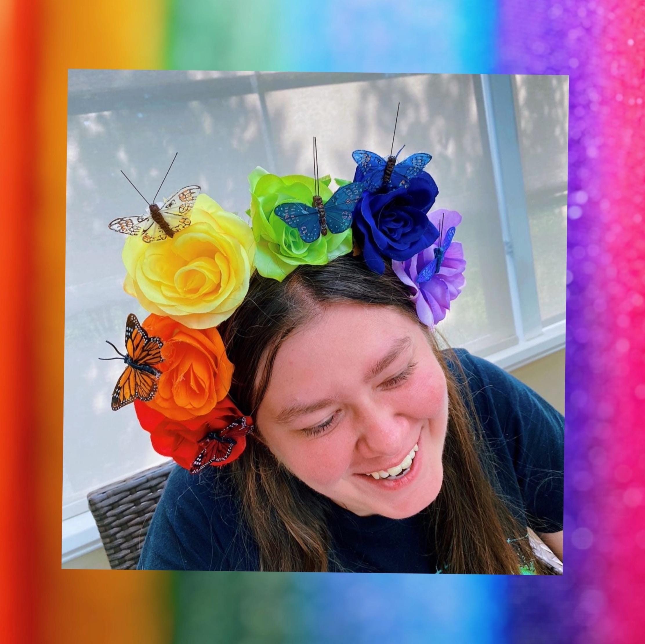 ? Lovely Colorful Rainbow Butterfly Whimsical Vine Headband Headdress ? Add some magic to your look! ? This whimsical butterfly and  main image 4