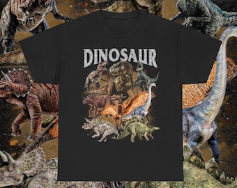 Dinosaur Vintage T-Shirt • Retro 90s Graphic Bootleg Tee • Animal Shirt • T-Rex Pterodactyl Stegosaurus Triceratops Bontasaurus Velociraptor