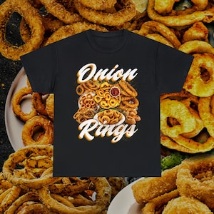 Vintage T-shirt uienringen • Retro jaren 90 T-shirt met grafische print • Friet fastfoodshirt hoge kwaliteit • Unisex mannen vrouwen cadeau