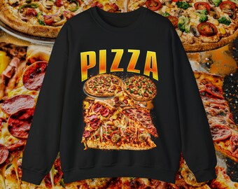 Pizza Vintage Sweater • Retro 90s Graphic Bootleg Sweatshirt • Pepperoni Cheese Hawaiian Meat Food Shirt Wysoka jakość • Unisex Mężczyźni Kobiety