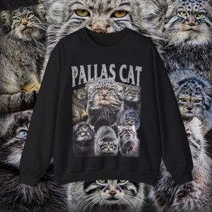 Pallas Cat Vintage Sweater • Retro 90s Graphic Bootleg Tee • Cute Pallas Cat Manul Animal Shirt High Quality • Unisex Men Women Gift