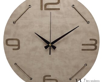 Personalized Modern Wall Clock, Beautiful Clock, Luxury Clock, Oversized Clock, Silent Wall Clock, Design Wall Clock,  Leather Clock Gift