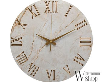 PERSONALIZED Marble Look Wall Clock Gift, Modern Wall Clock, Beautiful Wall Clock, Luxury Clock, Oversized Clock, Silent Wall Clock
