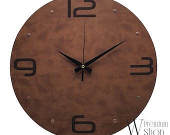 Personalized Minimalist Clock, Leather Clock Gift, Unique Wall Clocks, Oversized Clock, Office Wall Clock, Design Wall Clock, , Luxury Clock