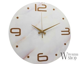 PERSONALIZED Marble Look Clock Gift, Modern Wall Clock, Luxury Clock, Oversized Clock, Silent Wall Clock, Unique Wall Clocks, Marble Clock