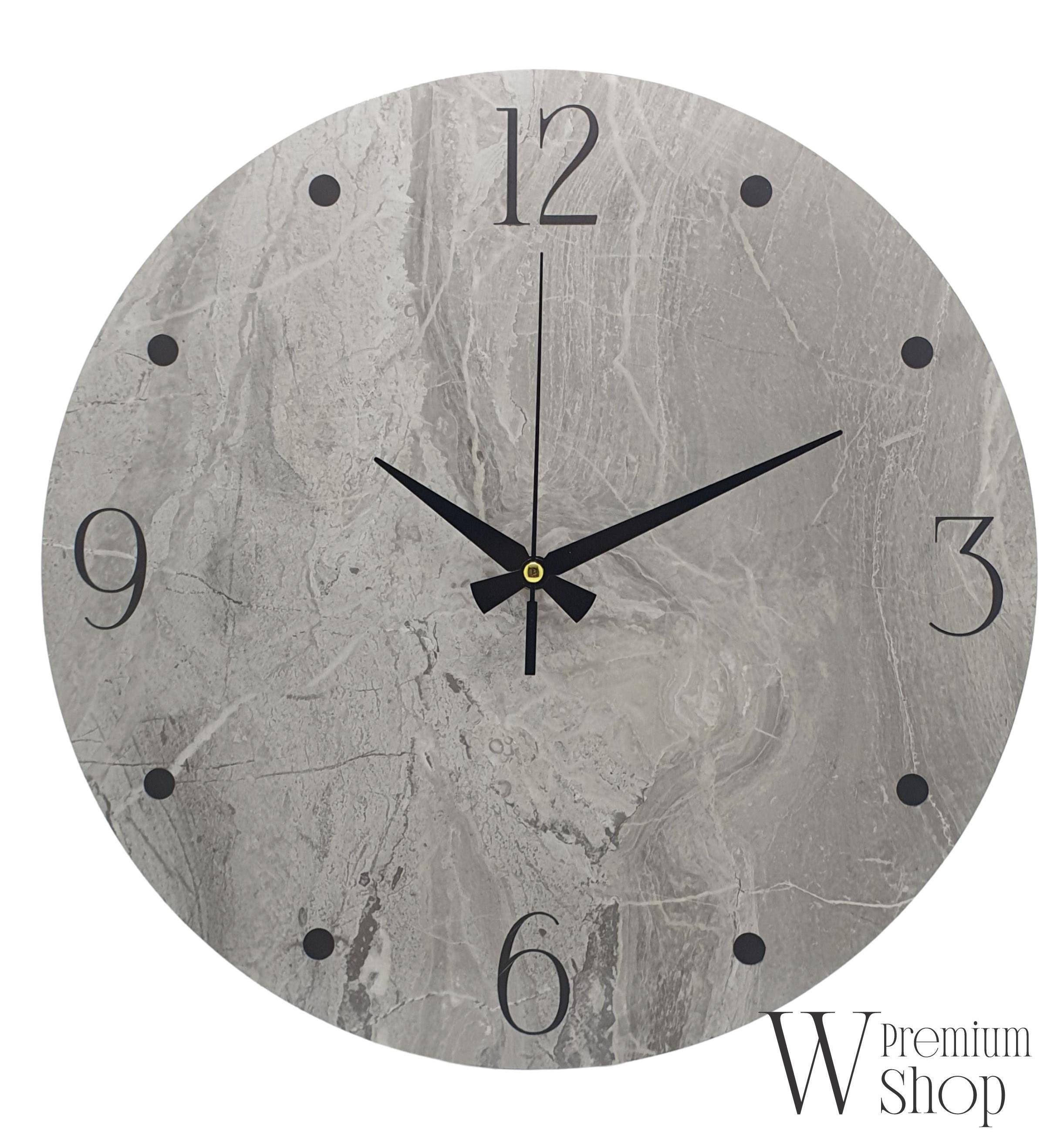 Marble Look Wall Clock, Large Wall Clock Modern, Unique Wall Clocks, Oversized Clock, Minimalist Clock, Gray Wall Clock, Silent Wall Clock