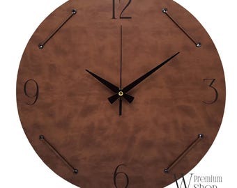 Personalized Leather Clock Gift, Oversized Clock, Minimalist Clock, Office Wall Clock, Design Wall Clock, , Luxury Clock, Oversized Clock
