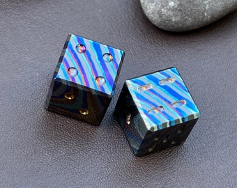 Timascus Zirconium Dice Unique Gaming Dice HandMade Timascus Dice Gift For Him Gambling Gift Casino Dice Strategy Game Dice Anniversary Gift