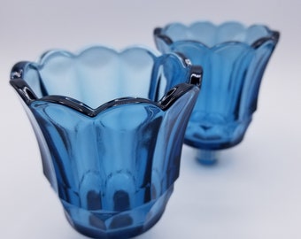 Vintage Sapphire Blue Peg Votives (2)