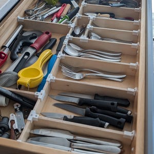 Drawer organizer kit - customizable, fully stable and rooted to the drawer (will not move or rattle) - installation required