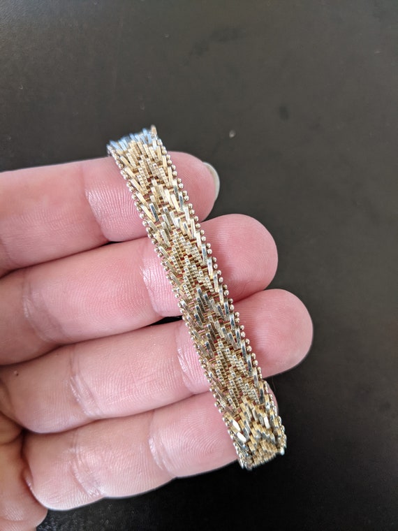Chevron Patterned Silver Bracelet - image 1